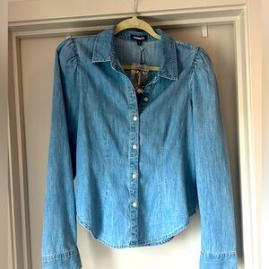 Puff shoulder Denim Portofino shirt, medium